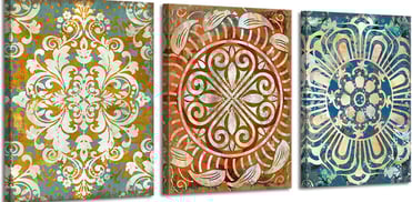 Mandala Flowers Art Prints for Wall Decor Bohemian Mexican Moroccan Middle Eastern Boho Wall Decor.