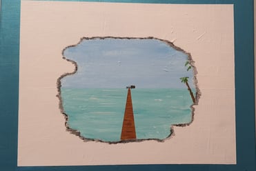 Rêve, évasion ou rêve d'évasion. Châssis bois & toile 40x50cm. 130€.