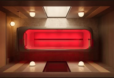 a red light in a room with a red light