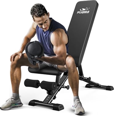 FLYBIRD Weight Bench, Adjustable Strength Training Bench for Full Body Workout with Fast Folding-New