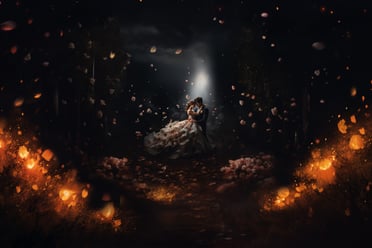 An AI-generated illustration portraying a married couple created by Los Cabos Wedding Films