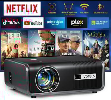 VOPLLS Smart Proyector 28000 Lumen Smart Proyector WiFi Bluetooth 