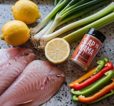 a variety of ingredients including fish, vegetables and spices