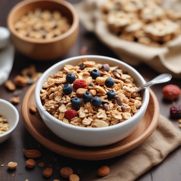Millet breakfast cereals museli nuts seeds high protein gluten free multigrain chocolate berry fruit