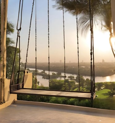 Swing with serene natural view and the Nile River in Jirian project