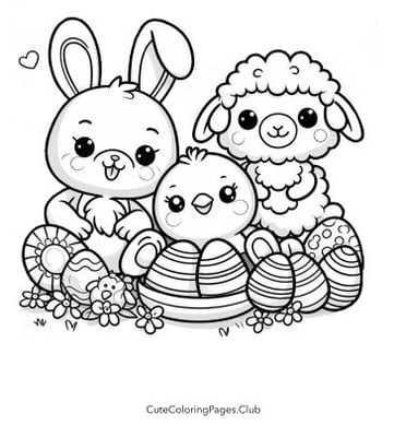 Three Easter Friends Coloring Sheet