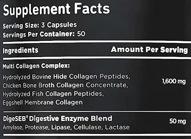 Multi Collagen Complex Vital Vitamins label