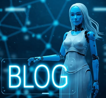 un robot qui tien une pancarte  blog