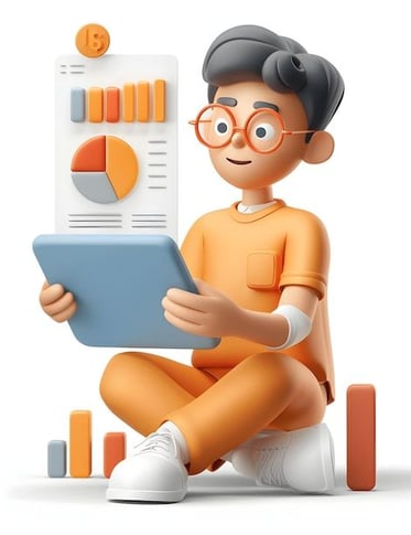 Clauviar: a man sitting on a stool with a tablet