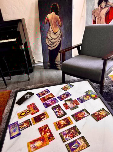 Divination Tool Psychic tarot card readings room tarot card reading table I Am One tarot studio