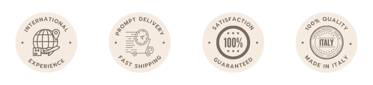 Trust badge symbol indicating secure shopping, verified quality, prompt delivery and satisfaction