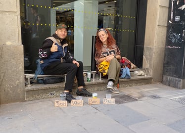 Honest Panhandlers. Barcelona, Spain