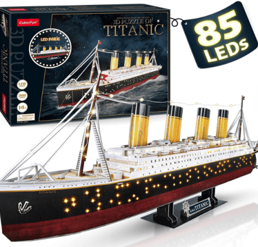CubicFun Puzzle 3D LED 88 CM Titanic - Bateau Modèle de Titanic Jouets pour Adultes et Ados, 266 Piè