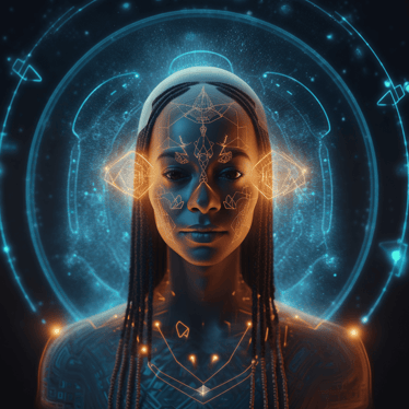 a woman with a headdress and a headdress