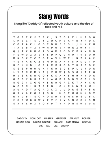 Slang Words Puzzle