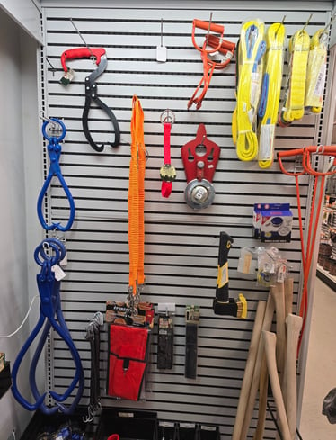 tongs ,pulp hooks, tow straps