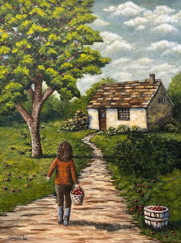 Bringing Home the Apples, 2025, Acrylic on canvas, 16 x 12 x 3/4 inches  $290  SOLD