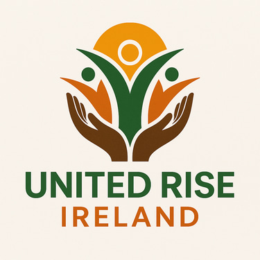 United Rise Ireland – Community Coffee Hub A welcoming name that blends unity, support, and warmth, perfect for a nonprofit coffee space. logo