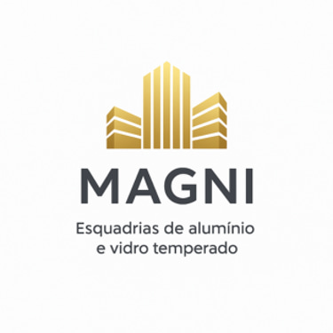 Magni Esquadrias de aluminio e vidro temperado logo