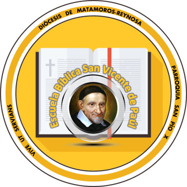 Biblia, Escuela Bíblica,  San Pío X,  San Vicente de Paúl logo