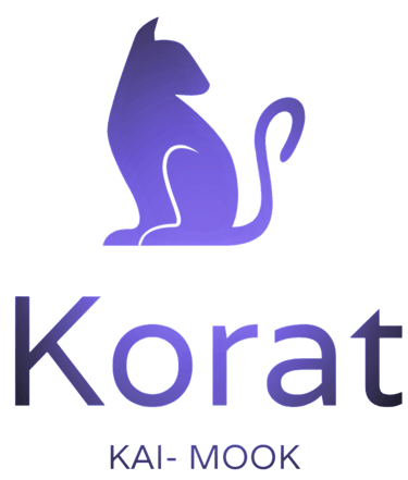 Criadero de gatos Korat, gato korat, gato azul plateado logo