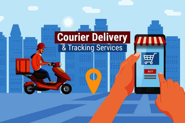 Courier service tracking delivery logo