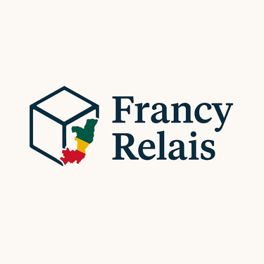 Nom : Francy Relais – Point relais & logistique locale à Bacongo, Brazzaville. Slogan : Votre colis, logo