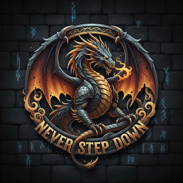 never step down logo