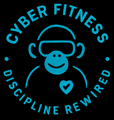 Cyber Fitness - Discipline Rewired. Mental strength, physical health, and digital awareness — integrated logo