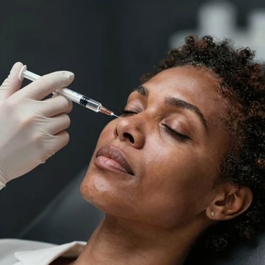 Artistic shot of bold makeup and perfectly sculpted brows on a smiling client.