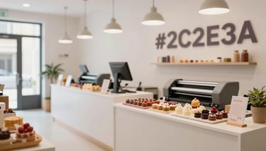 Wide shot of a corporate event decorated with professional balloon pillars in anthracite #2C2E3A and metallic shades, sophisticated look.