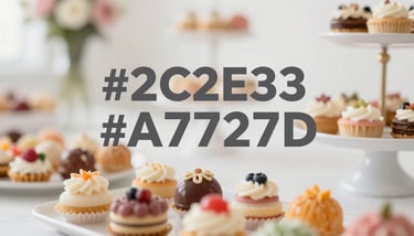 Close-up of a premium Candy Bar for a wedding, glass jars filled with sweets, coordinated with #2C2E3A labels and elegant floral accents.