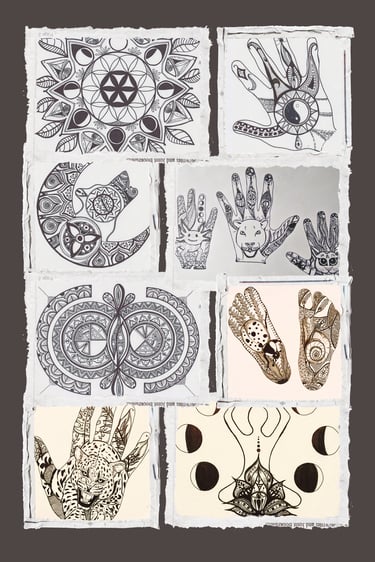 Collage gepersonaliseerde handomtrek tekeningen