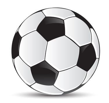 Classic black and white soccer ball illustration isolated on a white background.