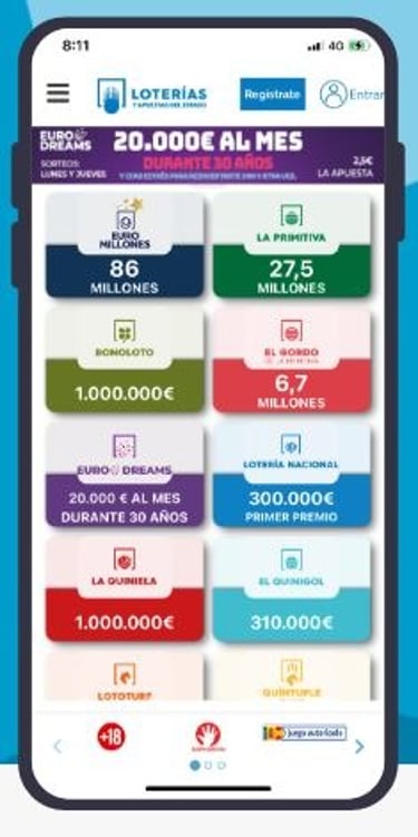 Aplicación oficial de loterías y apuestas