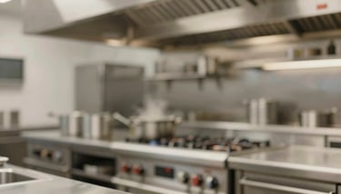 A chef preparing high-quality ingredients in a professional industrial kitchen, representing the 'Cantinas' service with trust and hygiene.
