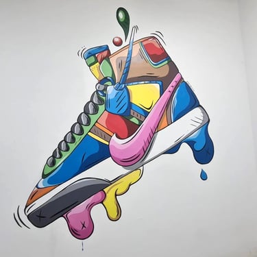 Pictură murală pop-art pantof sneaker.