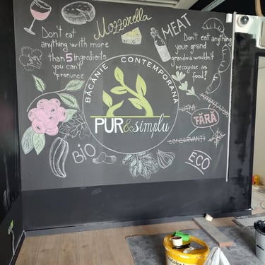 Pictură tablă scris meniu cafenea.