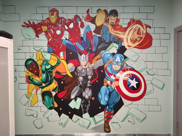 Pictură murală supereroi Avengers.