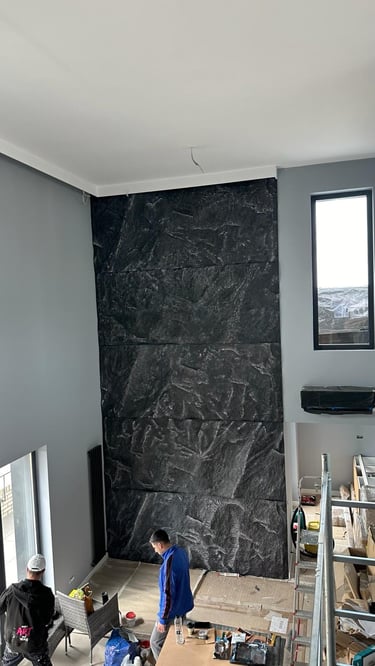 Proces realizare perete decorativ texturat.