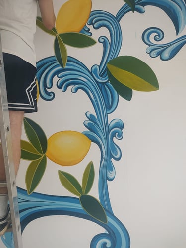 Design interior cu pictură lămâi.