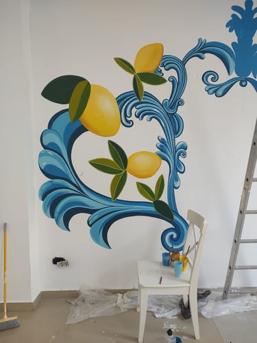 Design interior cu pictură lămâi.