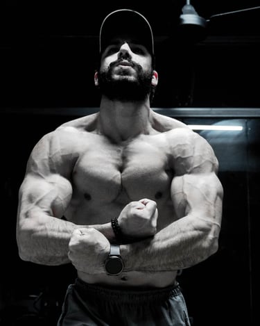Body building posing