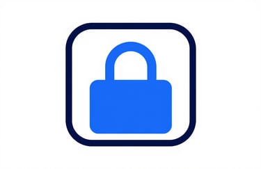 A clean, modern icon representing digital security and AI maintenance, using electric blue (#007ACC) and dark navy (#0F1E2E) tones on a white background.