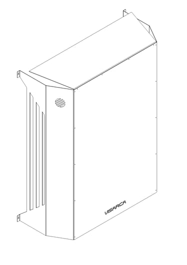 Visarca industrial battery cover diagram showing technical design and mounting brackets.