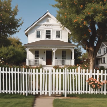 home with white picket fence