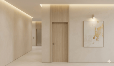 Modern full-height interior door with semi-open grain wood veneer lacquered finish by JSZZ
