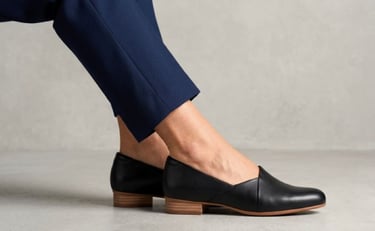 black trainers flat lay — versatile flat shoes for a minimalist wardrobe.