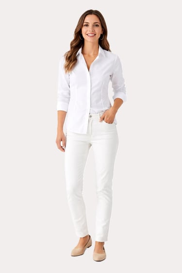  cream relaxed shirt on hanger — a capsule wardrobe essential for women