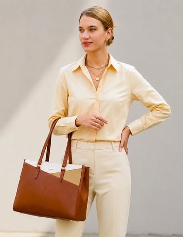 structured tote bag styled in an affordable quiet luxury outfit